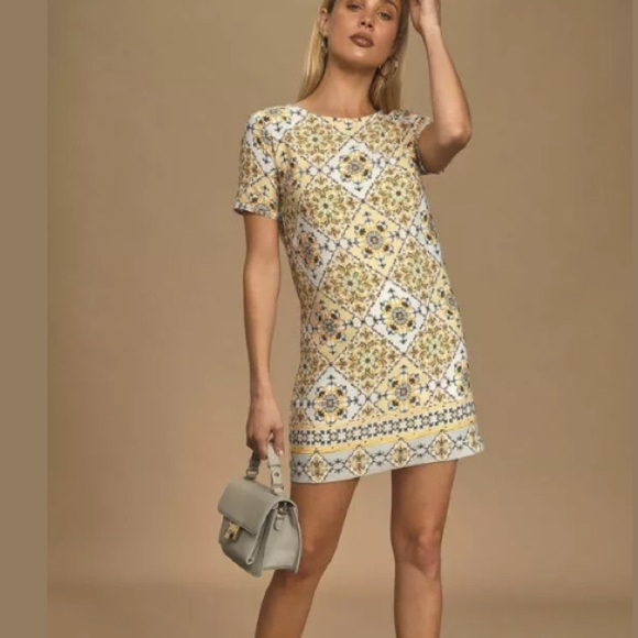 Lulus Yellow dandelions Paisley Shift Dress - Picture 6 of 6